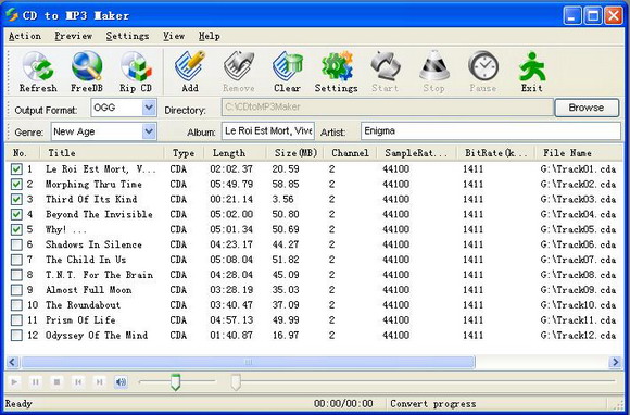 A tool integrated with cd ripper and MP3 to WAV decoder and WAV to MP3 encoder.